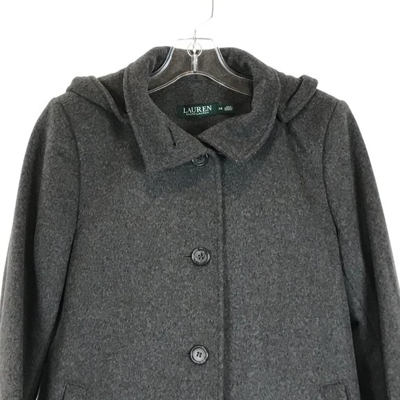 Size XS Ralph Lauren Gray Wool A-Line Reefer Coat - Picture 5 of 7
